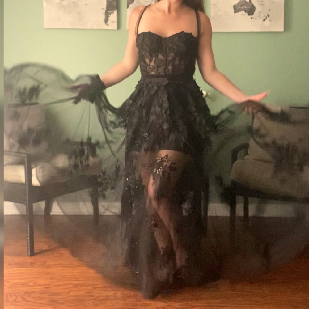*SOLD*Jovani black homecoming dress, prom dress or black wedding dress - Picture 4 of 6